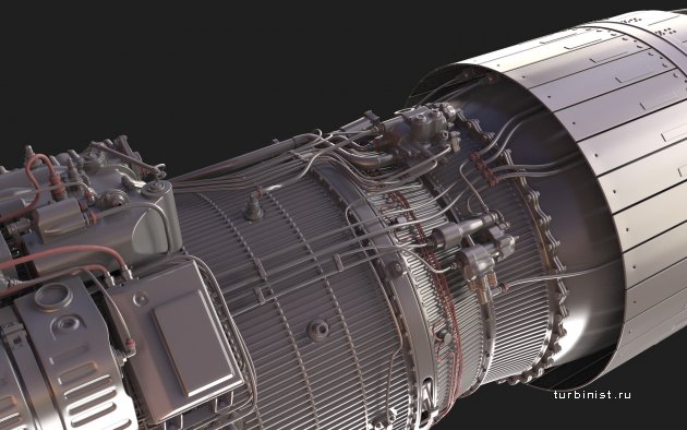 Двигатель РД-33 подробная 3D модель
